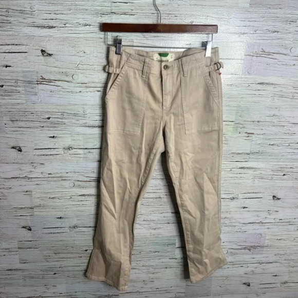 Anthropologie khaki tan pants cropped size  26 - Picture 1 of 7